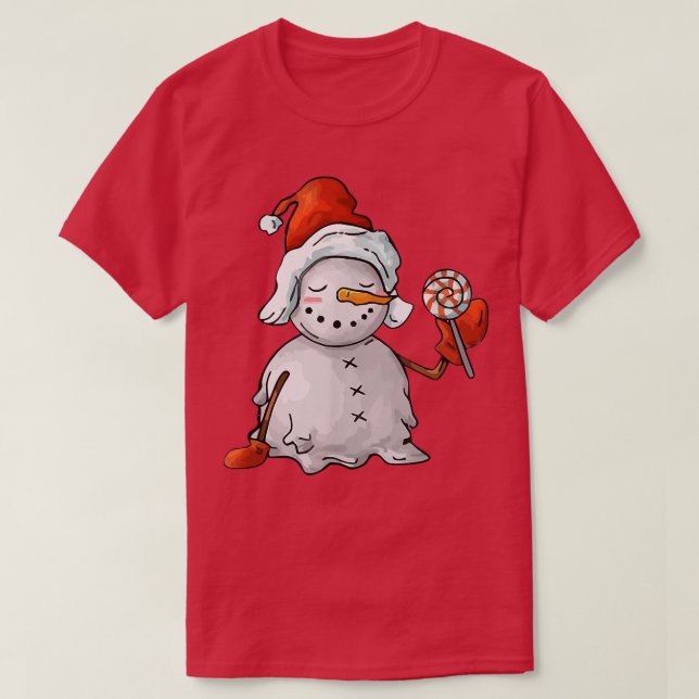 Camiseta Snowman Candy Feliz Natal, Chr da Família Correspo (Frente do Design)