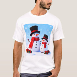 Camiseta Snowman Celebration in the Winter Hills