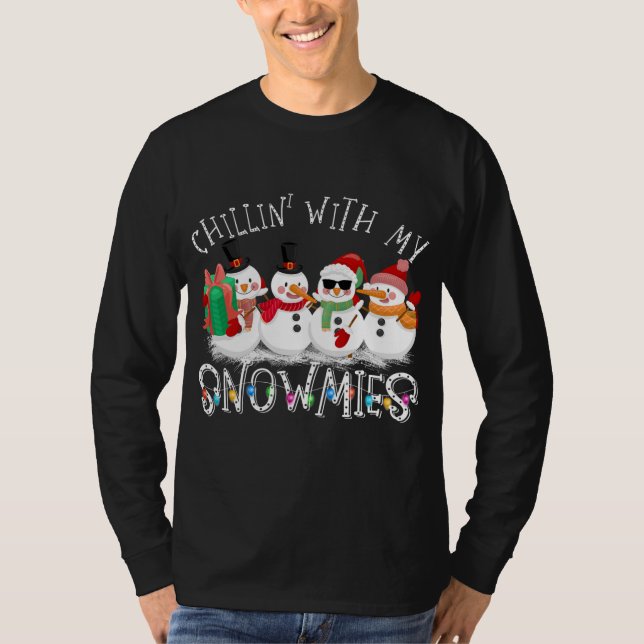Camiseta Snowman Christmas Chillin With My Snowmies Ugly (Frente)