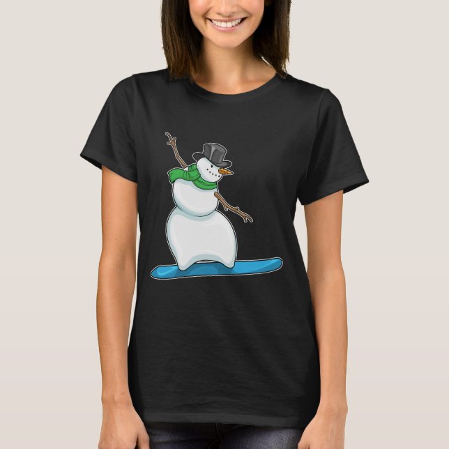 Camiseta Snowman Christmas Snowboard (Frente)