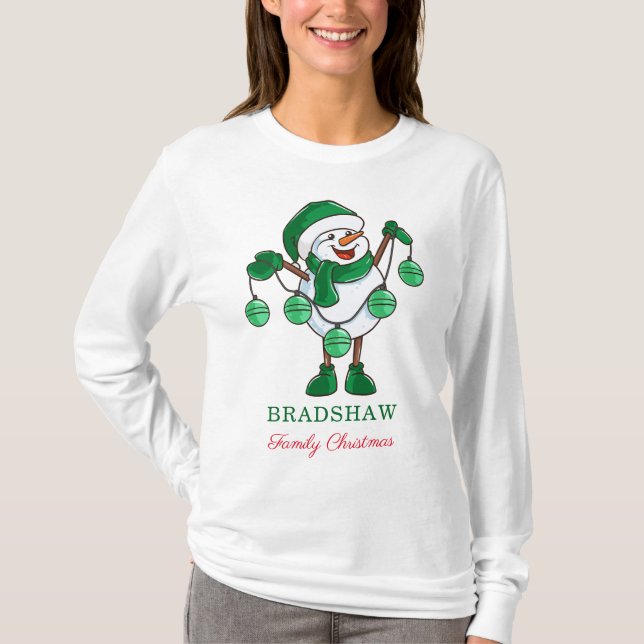 Camiseta Snowman com a Matança de Natal da Família Baubles (Frente)