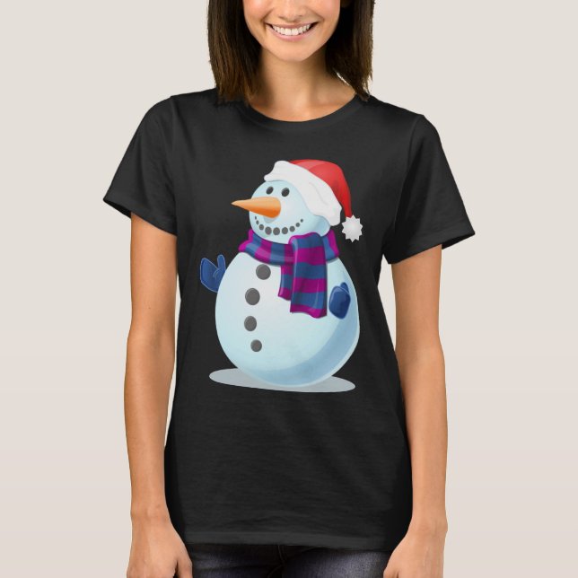 Camiseta Snowman Com Santa Hat (Frente)