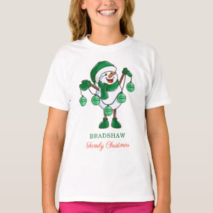 Camiseta Snowman de Natal com Matança de Família Baubles