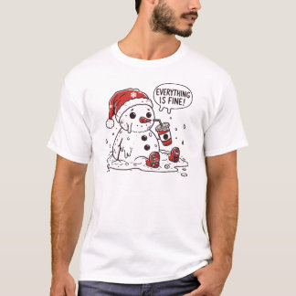 Camiseta Snowman De Natal Está Tudo Bem A Derreter Engraçad