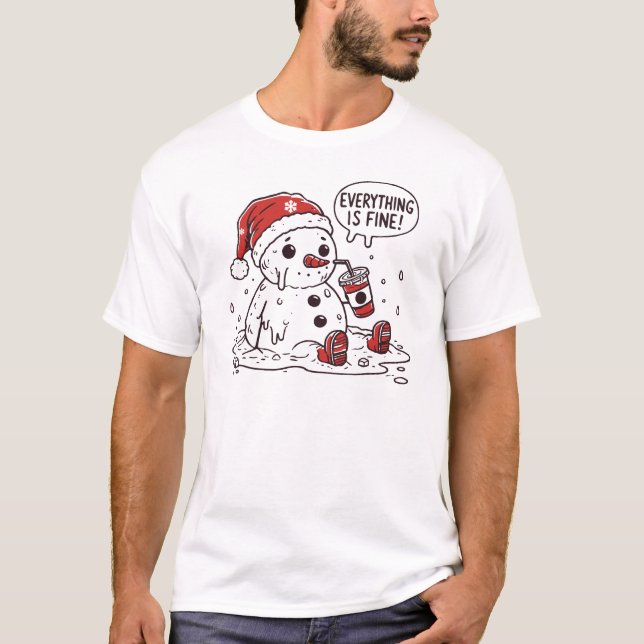 Camiseta Snowman De Natal Está Tudo Bem A Derreter Engraçad (Frente)