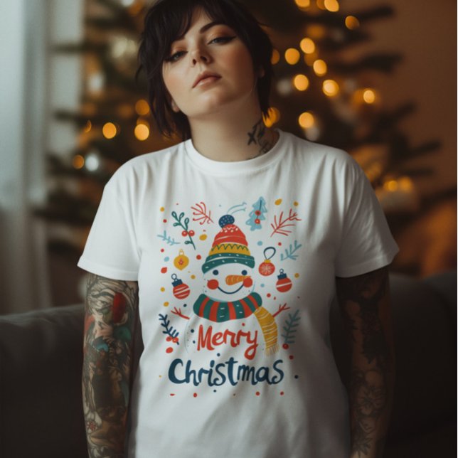 Camiseta Snowman de Natal - Feliz Natal Festivo Snowma (Criador carregado)