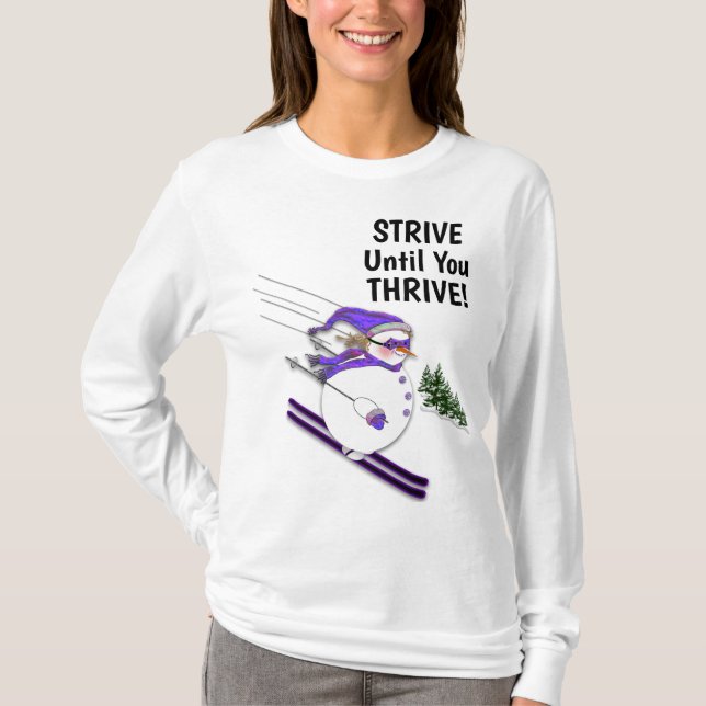Camiseta Snowman divertido com o Hat Scarf STRIVE até se di (Frente)