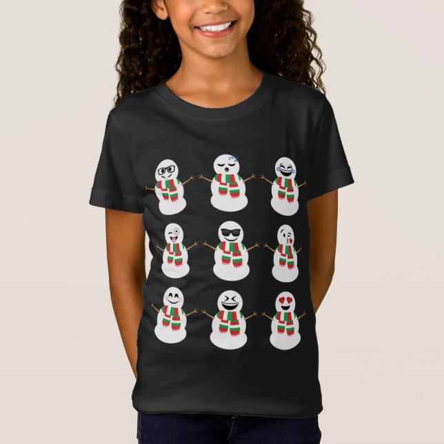 Camiseta Snowman Enfrenta Caracteres Feliz Natal (Frente)