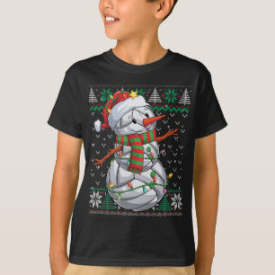 Camiseta Snowman Engraçada Bola de Natal de Voleibol Suor F