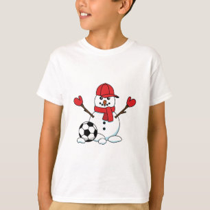 Camiseta Snowman engraçado com bola de futebol