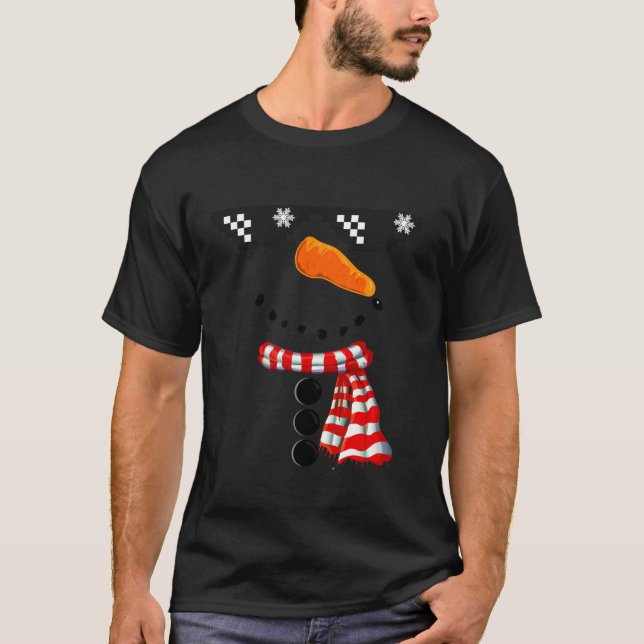 Camiseta Snowman Face Familiar Óculos De Natal Corresponden (Frente)