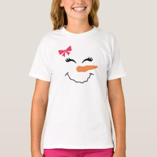 Camiseta Snowman Face Smile with Ribbon T-Shirt para Crianç