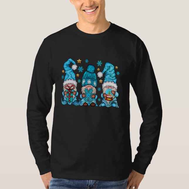 Camiseta Snowman Gnomies With Snowflakes Cute Winter Gnome  (Frente)