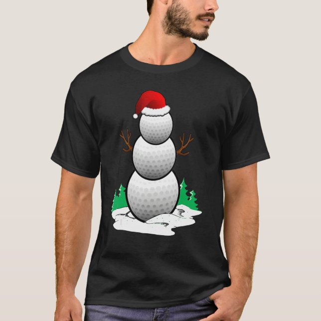 Camiseta Snowman Golf Ball Santa Hat Christmas Pajama Xmas (Frente)