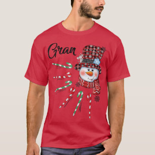 Camiseta Snowman Gran Candy Cane Red Xadrez presentes de Na
