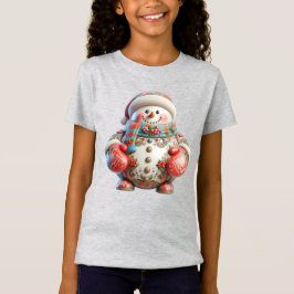 Camiseta  Snowman in Red Mittens, Christmas, Author Natasha