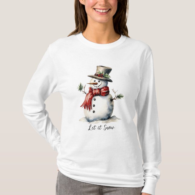 Camiseta Snowman Long Sleeve T-Shirt (Frente)