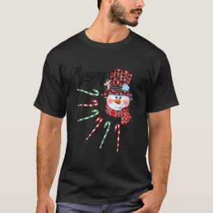 Camiseta Snowman Mammy Candy Cane Xadrez Vermelha Natal
