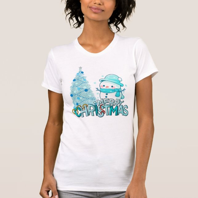Camiseta Snowman Merry Christmas Santa  Tree Snow T-Shirt (Frente)