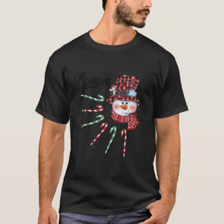 Camiseta Snowman Momom Candy Cane Red Xadrez presentes de N
