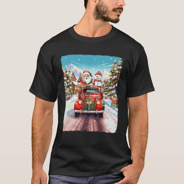 Camiseta Snowman Natal Papai Noel Red Truck Vibes (Frente)
