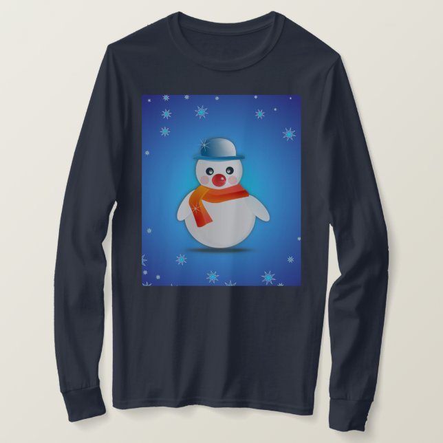 Camiseta SNOWMAN NO FUNDO DA NEVE, T-Shirt (Frente do Design)