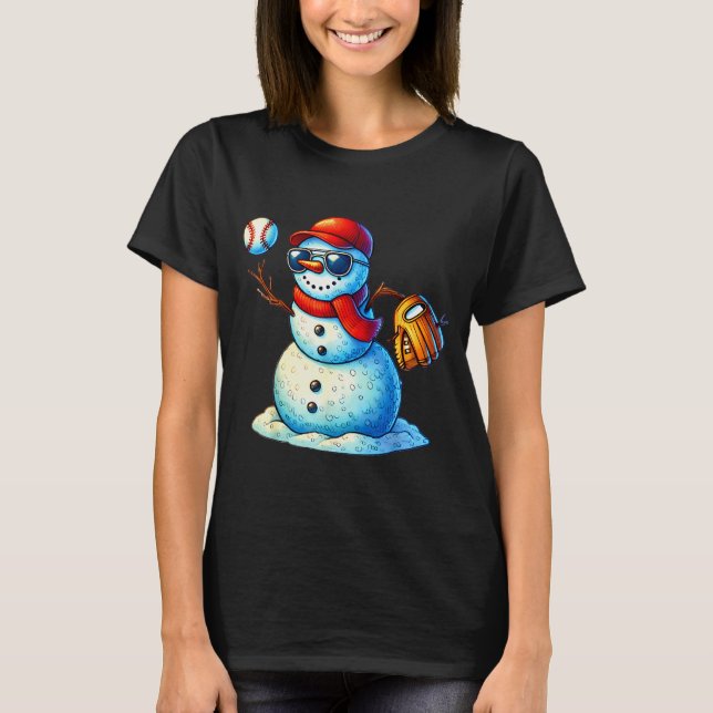 Camiseta Snowman Playing Baseball As Tcher Boys Teens Chris (Frente)