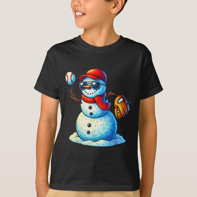 Camiseta Snowman Playing Baseball As Tcher Boys Teens Chris (Frente)