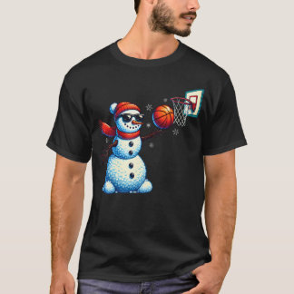 Camiseta Snowman Playing Basketball Lovers Boys Men Xmas Ch