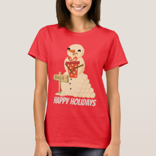 Camiseta Snowman: praia de Natal festiva