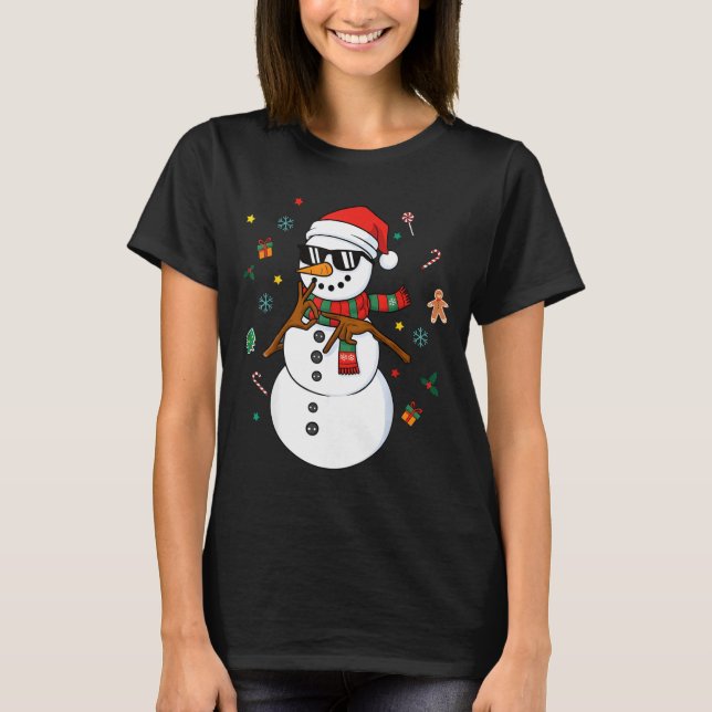 Camiseta Snowman Six Seven Meme Christmas Pajamas 6 And 7 F (Frente)