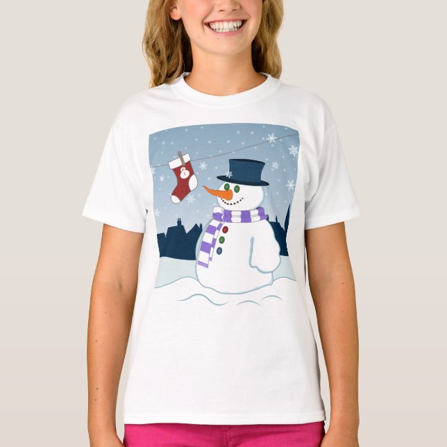 Camiseta Snowman & Stocks de Natal (Frente)