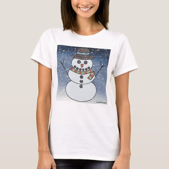 Camiseta Snowman w/BG (branco) - Camisa-T básica feminina (Frente)
