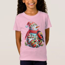 Camiseta Snowman with Bird, Christmas, Author Natasha Us  