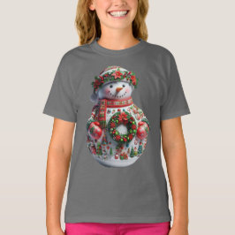 Camiseta  Snowman with Christmas Wreath, Christmas, Author 