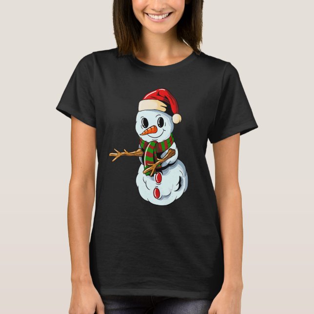 Camiseta Snowman with Christmashat Floss Dance on Christmas (Frente)