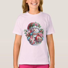 Camiseta  Snowman with Poinsettias, Christmas, Author Natas