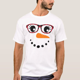 Camiseta Snowmans Rostos Cenouras Olhais Narizes Vidro Leop