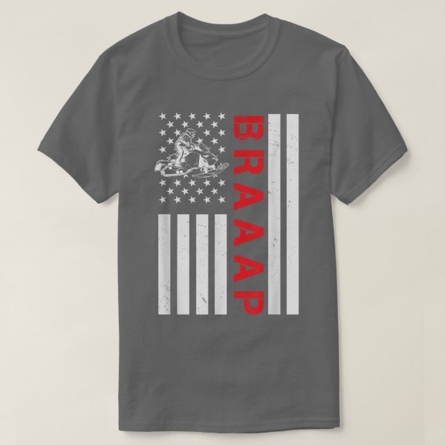 Camiseta Snowmobile Braaaap American Flag Funny Snowmobile (Frente do Design)