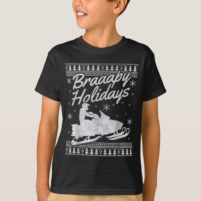 Camiseta Snowmobile Braapy Holidays Funny Braap Ugly Christ (Frente)