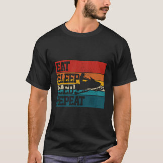 Camiseta Snowmobile Come Sleep Sled Repete Engraçado Vintag