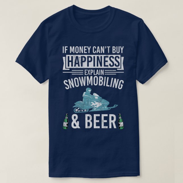 Camiseta Snowmobile Funny Beer Sled Lover Snowmobiling  (Frente do Design)
