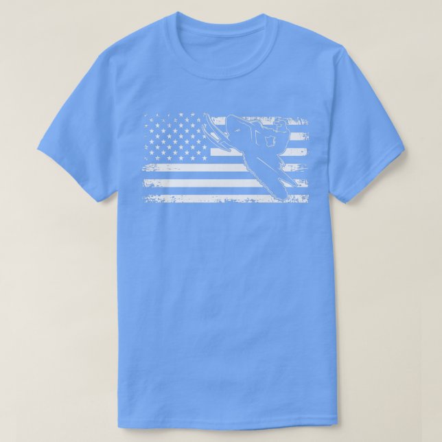Camiseta Snowmobile Riding Vintage American Flag Spo (Frente do Design)