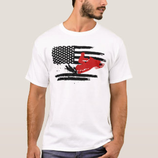 Camiseta Snowmobile USA Flag Patriótico Winter Sports Retro