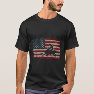 Camiseta Snowmobile Usa Flag Snow Sled Patriotic Snowmobili
