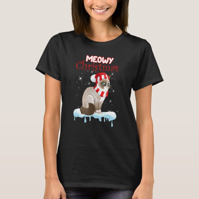Camiseta Snowshoe Cat Christmas Meowey Xmas Presents (Frente)
