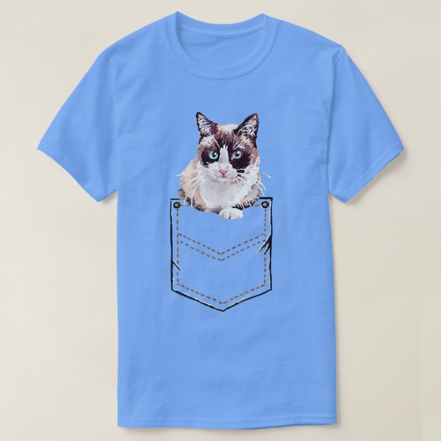 Camiseta Snowshoe Pocket Cat Kitten Pet Owner Vintage  (Frente do Design)