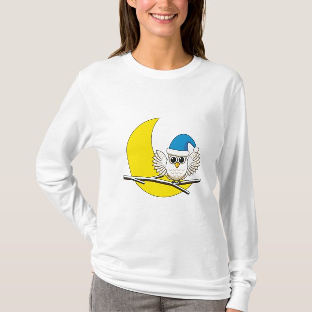 Camiseta Snowy Owl em Nova Lua Noite de inverno (Frente)