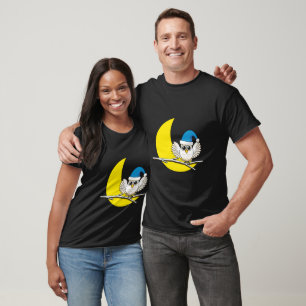 Camiseta Snowy Owl em Nova Lua Noite de inverno