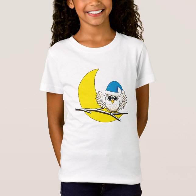 Camiseta Snowy Owl em Nova Lua Noite de inverno (Frente)